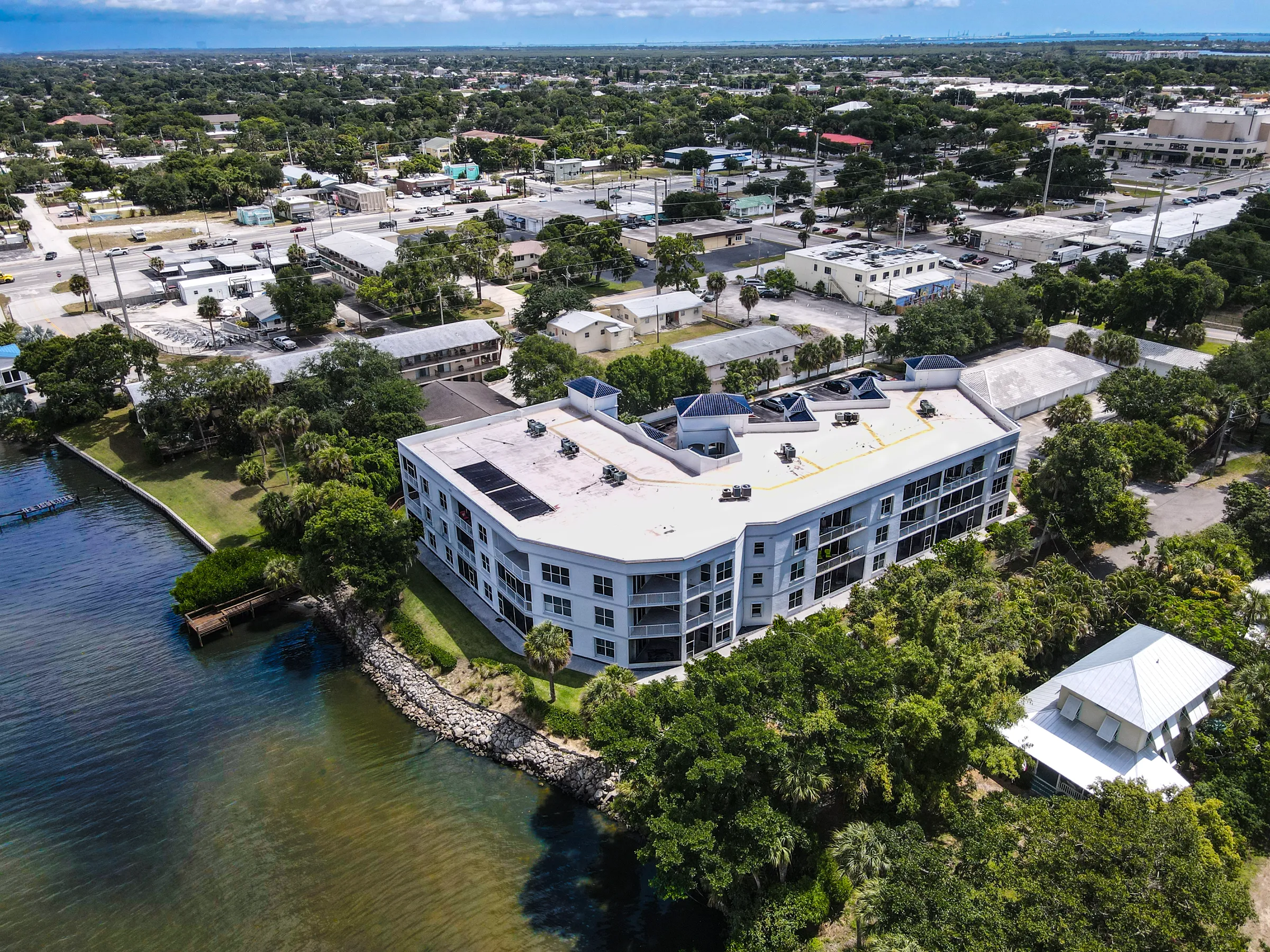 Aerial view of the Space Coast shoreline in Brevard County, Florida